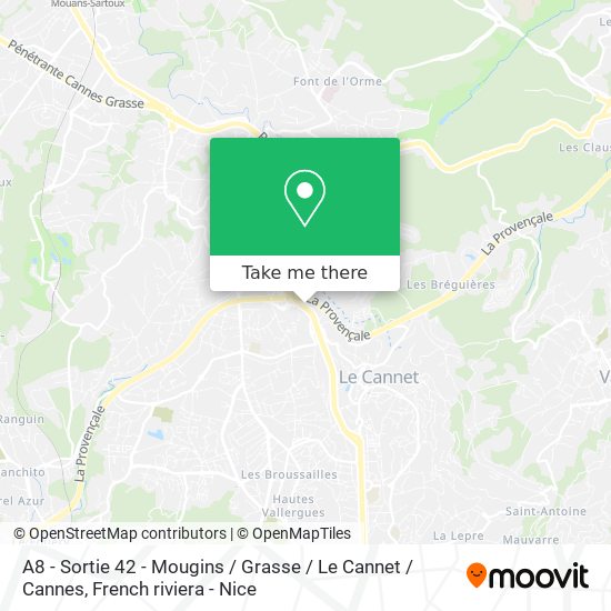 A8 - Sortie 42 - Mougins / Grasse / Le Cannet / Cannes map