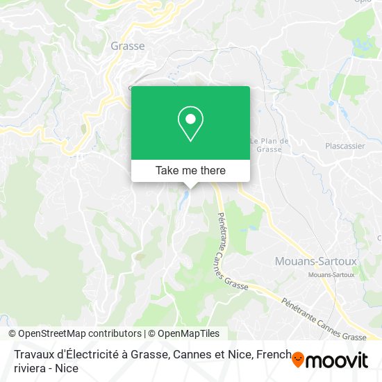Travaux d'Électricité à Grasse, Cannes et Nice map