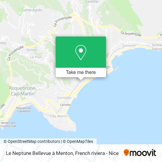 Le Neptune Bellevue à Menton map