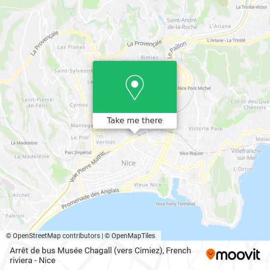 Mapa Arrêt de bus Musée Chagall (vers Cimiez)