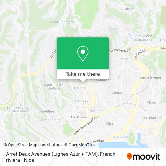 Arret Deux Avenues (Lignes Azur + TAM) map