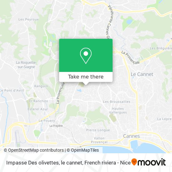 Impasse Des olivettes, le cannet map