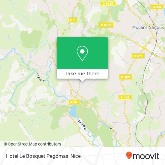 Hotel Le Bosquet Pegómas map