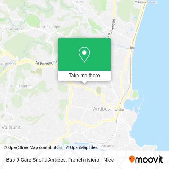Bus 9 Gare Sncf d'Antibes map