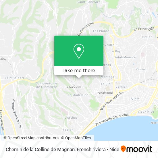 Mapa Chemin de la Colline de Magnan