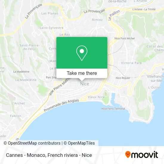 Cannes - Monaco map