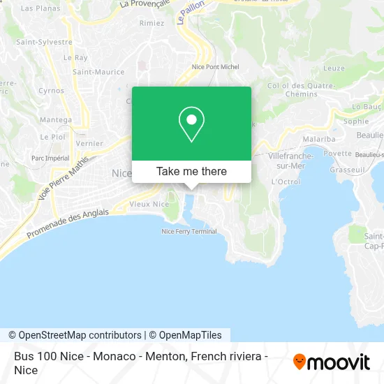 Bus 100 Nice - Monaco - Menton map