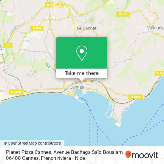 Mapa Planet Pizza Cannes, Avenue Bachaga Saïd Boualam 06400 Cannes