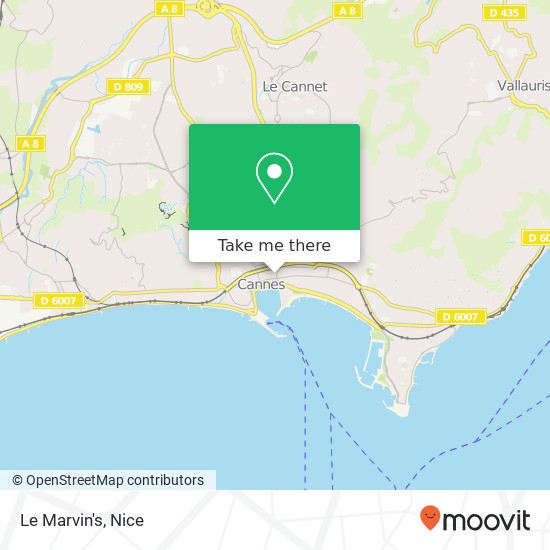 Mapa Le Marvin's, 9 Rue Rouguière 06400 Cannes