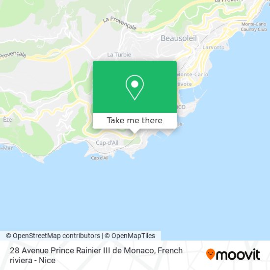 Mapa 28 Avenue Prince Rainier III de Monaco