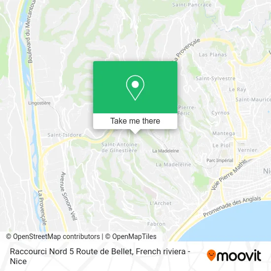 Raccourci Nord 5 Route de Bellet map