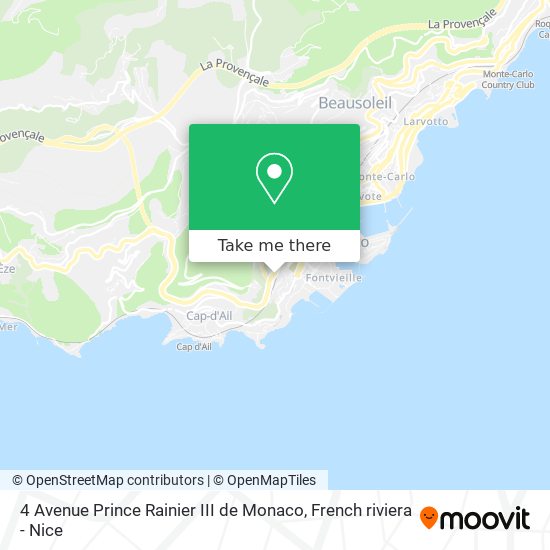 Mapa 4 Avenue Prince Rainier III de Monaco