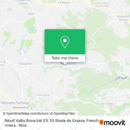 Mapa Résid Vallis Bona bât E5, 55 Route de Grasse