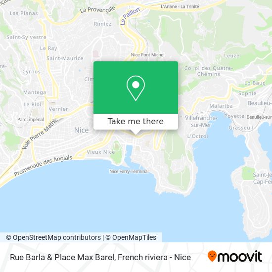 Mapa Rue Barla & Place Max Barel