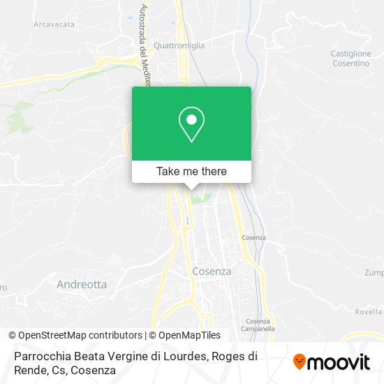 Parrocchia Beata Vergine di Lourdes, Roges di Rende, Cs map