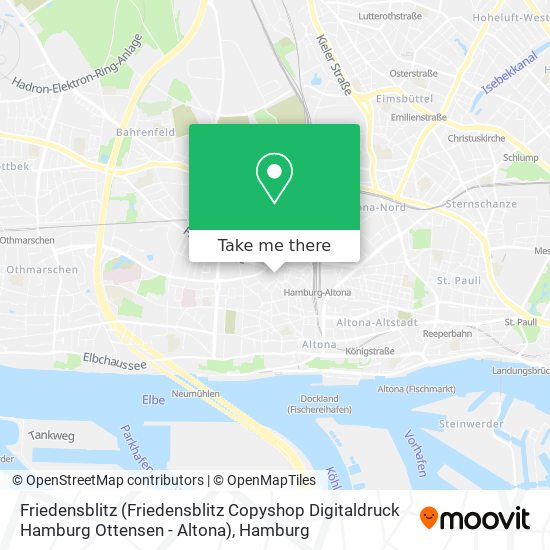 Карта Friedensblitz (Friedensblitz Copyshop Digitaldruck Hamburg Ottensen - Altona)