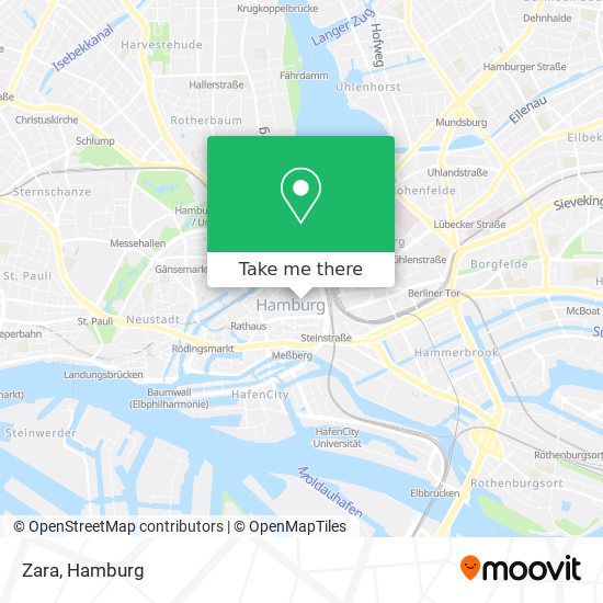 to get Zara in Hamburg-Mitte Bus, Subway, S-Bahn Train?
