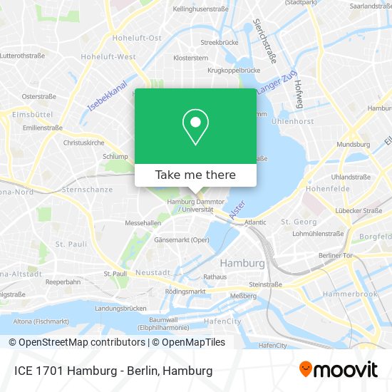 ICE 1701 Hamburg - Berlin map