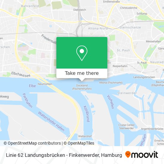 Linie 62 Landungsbrücken - Finkenwerder map