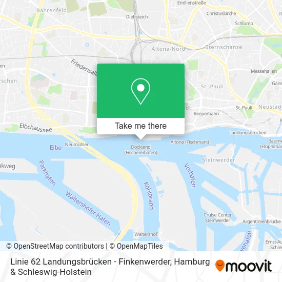 Карта Linie 62 Landungsbrücken - Finkenwerder