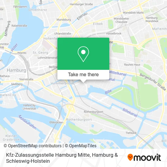Карта Kfz-Zulassungsstelle Hamburg Mitte