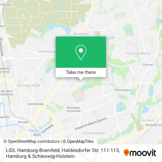 Карта LIDL Hamburg-Bramfeld, Haldesdorfer Str. 111-113