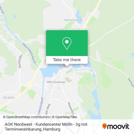 AOK Nordwest - Kundencenter Mölln - 3g mit Terminvereinbarung map