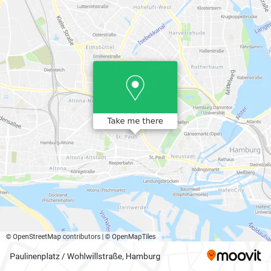 Карта Paulinenplatz / Wohlwillstraße