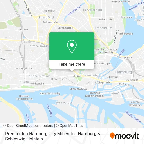 Карта Premier Inn Hamburg City Millerntor