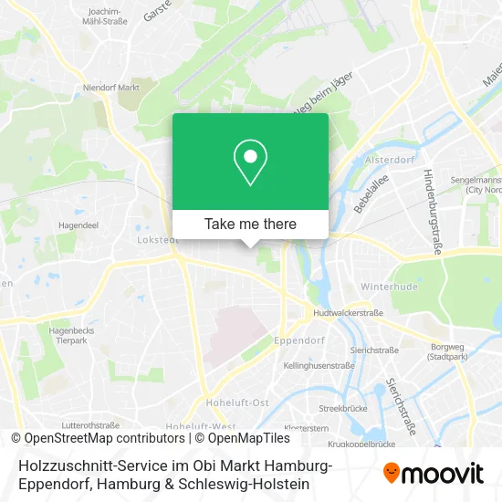 Карта Holzzuschnitt-Service im Obi Markt Hamburg-Eppendorf