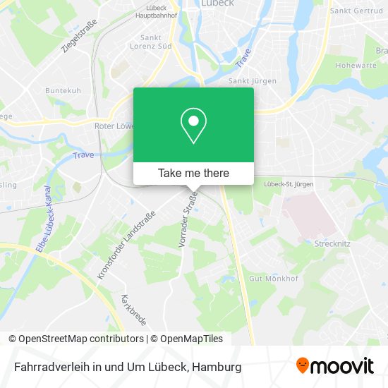 Карта Fahrradverleih in und Um Lübeck