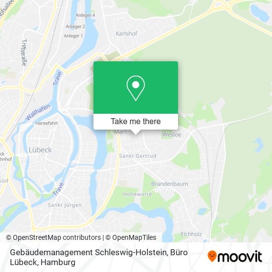 Карта Gebäudemanagement Schleswig-Holstein, Büro Lübeck