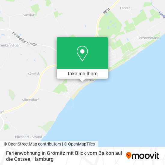 Ferienwohnung in Grömitz mit Blick vom Balkon auf die Ostsee map