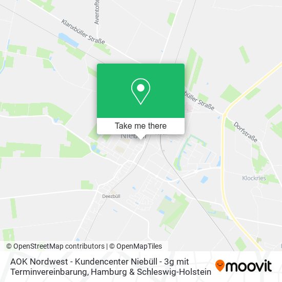 AOK Nordwest - Kundencenter Niebüll - 3g mit Terminvereinbarung map