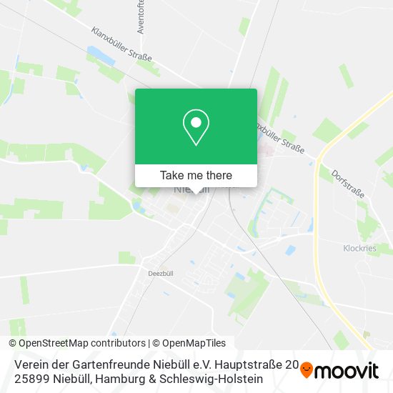 Карта Verein der Gartenfreunde Niebüll e.V. Hauptstraße 20 25899 Niebüll