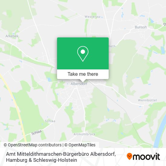 Карта Amt Mitteldithmarschen-Bürgerbüro Albersdorf