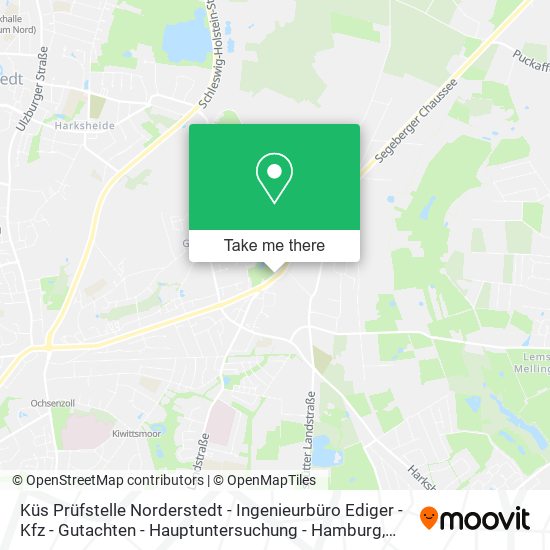 Küs Prüfstelle Norderstedt - Ingenieurbüro Ediger - Kfz - Gutachten - Hauptuntersuchung - Hamburg map