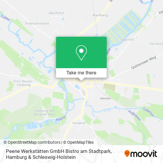 Карта Peene Werkstätten GmbH Bistro am Stadtpark