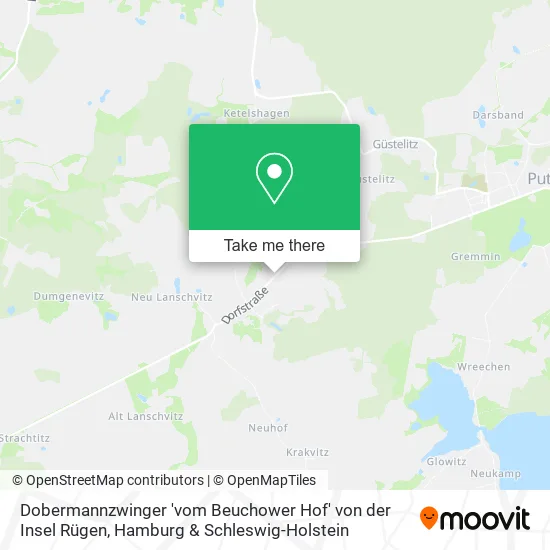 Карта Dobermannzwinger 'vom Beuchower Hof' von der Insel Rügen