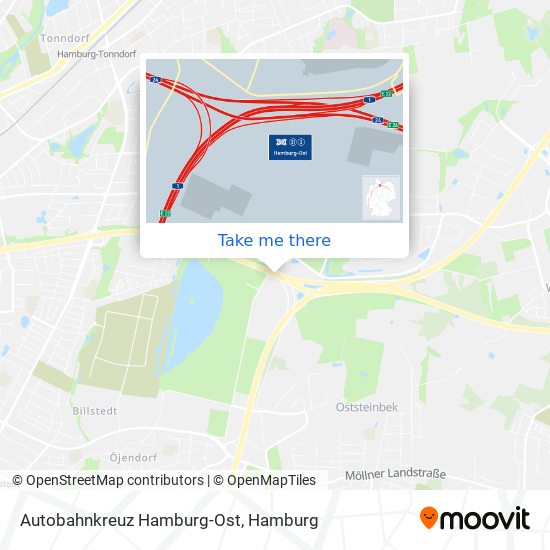 Autobahnkreuz Hamburg-Ost map