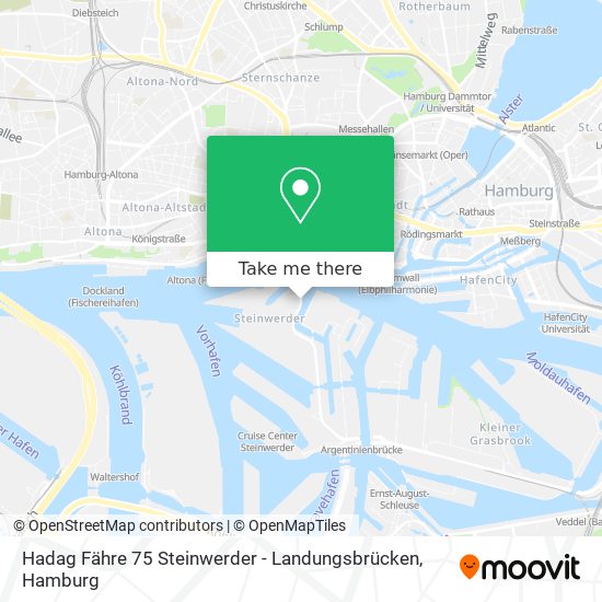 Hadag Fähre 75 Steinwerder - Landungsbrücken map