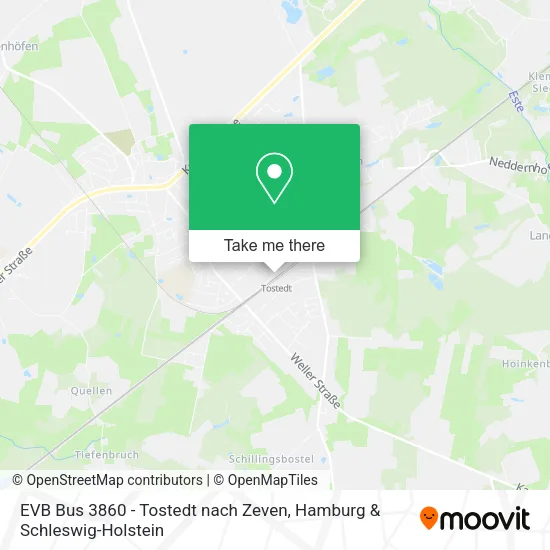 Карта EVB Bus 3860 - Tostedt nach Zeven