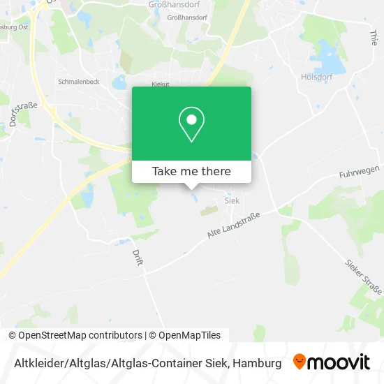 Карта Altkleider / Altglas / Altglas-Container Siek