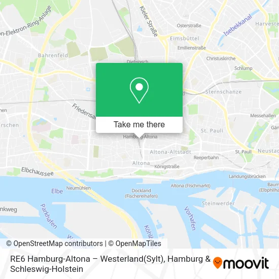 Карта RE6 Hamburg-Altona – Westerland(Sylt)