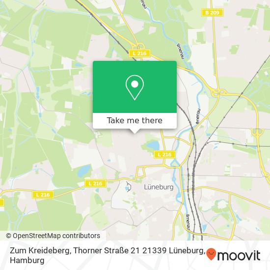 Карта Zum Kreideberg, Thorner Straße 21 21339 Lüneburg