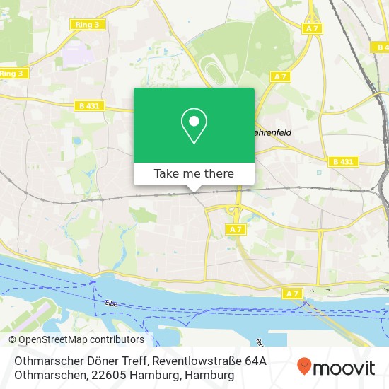 Карта Othmarscher Döner Treff, Reventlowstraße 64A Othmarschen, 22605 Hamburg