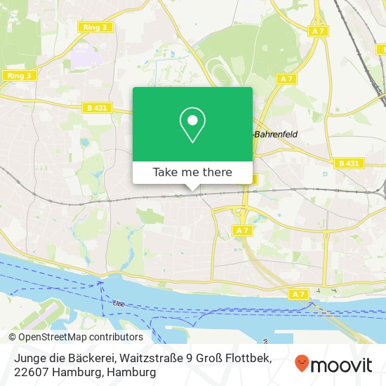 Карта Junge die Bäckerei, Waitzstraße 9 Groß Flottbek, 22607 Hamburg