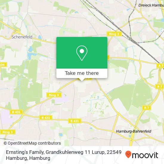 Карта Ernsting's Family, Grandkuhlenweg 11 Lurup, 22549 Hamburg