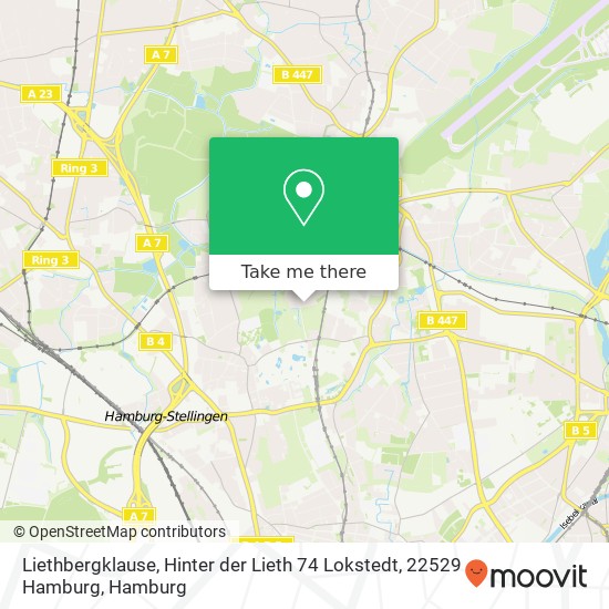 Карта Liethbergklause, Hinter der Lieth 74 Lokstedt, 22529 Hamburg