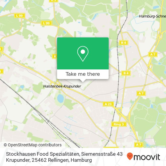 Карта Stockhausen Food Spezialitäten, Siemensstraße 43 Krupunder, 25462 Rellingen